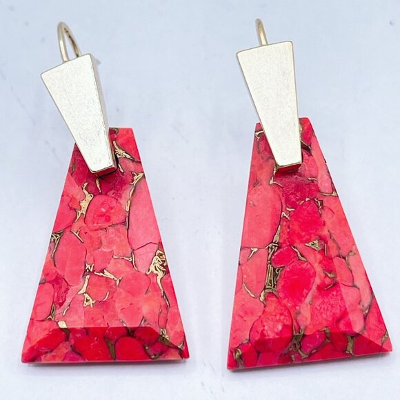 Kendra Scott Jewelry - Kendra Scott Collins Bronze Veined Red Magnesite Large Dangle Post Earrings